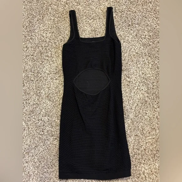 BCBG size medium black bodycon dress with cut out back. - Picture 2 of 4